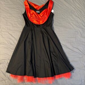 Retro Hearts & Roses Pin-up Swing dress Sz 10